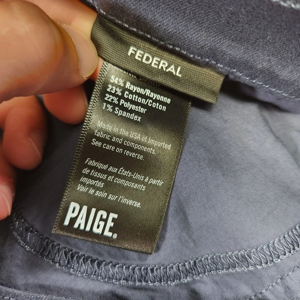 Paige Federal Jeans Men 38x34 Straight Leg Soft Stretch Denim Starless Night USA